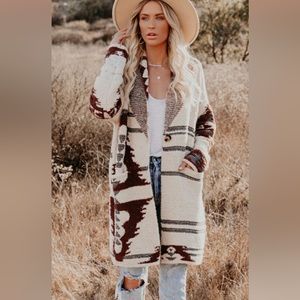 LAZY BEAR POCKETED FUZZY KNIT COATIGAN - CREAM VICI cardigan. Size S